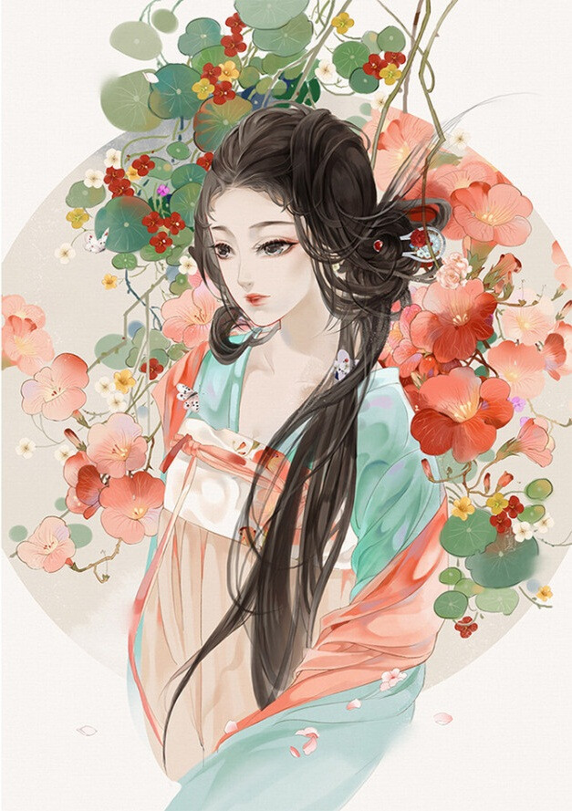 古风美人 ~ 水彩 插画 by_画画的小夏