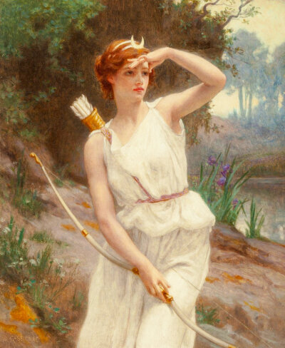 在希腊神话中"狩猎女神黛安娜"是宙斯和提坦女神勒托的女儿,太阳神阿