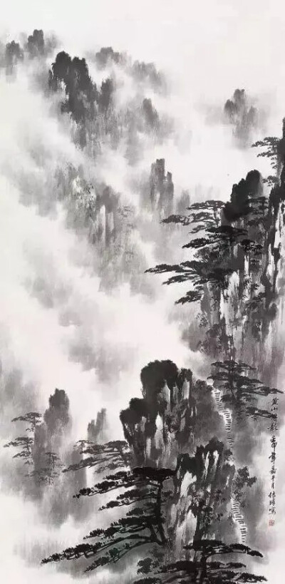 水墨灵魂 黄山烟云系列郭传璋(1912 - 1990),当代掌握"北宗"山水画