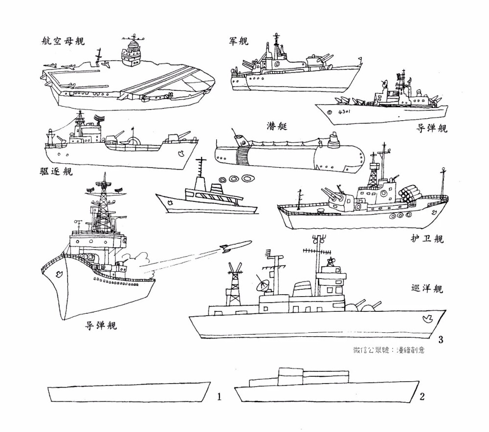 船交通工具车简笔画备课素材