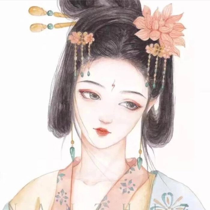 手绘 古风 头像 女头 插画