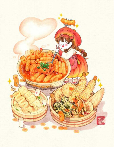 手绘拟人美食 萌插画 ~ 韩国画师 talbi 作品