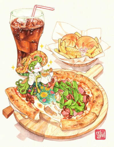 手绘拟人美食 萌插画 ~ 韩国画师 talbi 作品