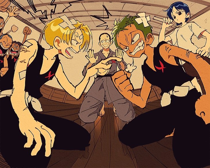 海贼王onepiece 索隆 山治 漫画版 高清手机壁纸 动漫 q版套图 白底