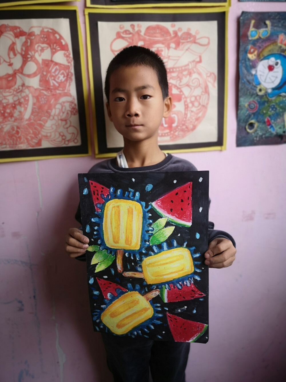 儿童创意画,水果冰激凌