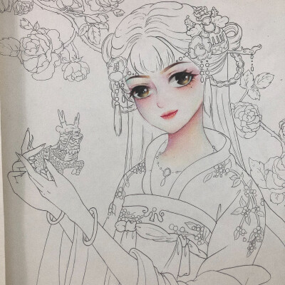 插画彩铅插画 古风