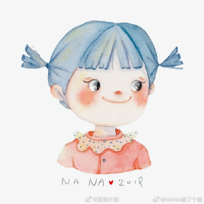 少女水彩头像,作者:nana画了个画