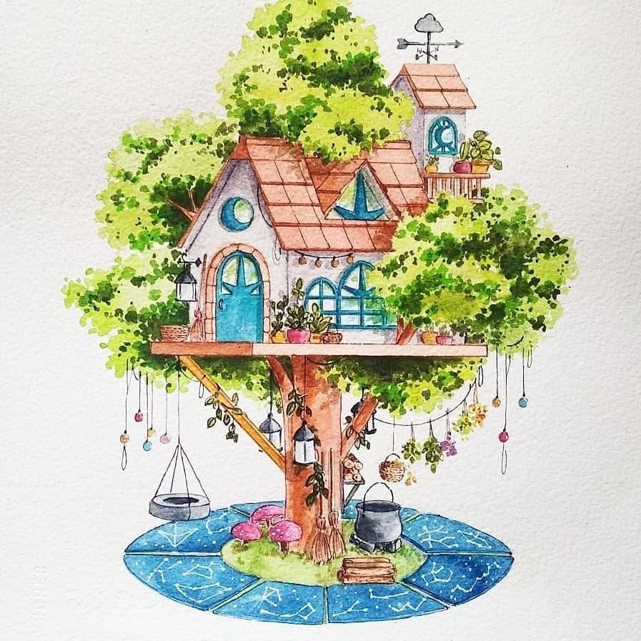 手绘童话小房子,作者:夏柚小姐