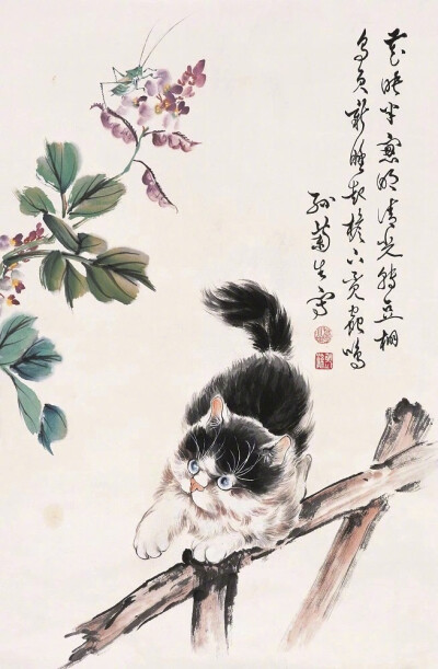是国内画猫流派中介于工笔画和写意画之间的重要代表人物.
