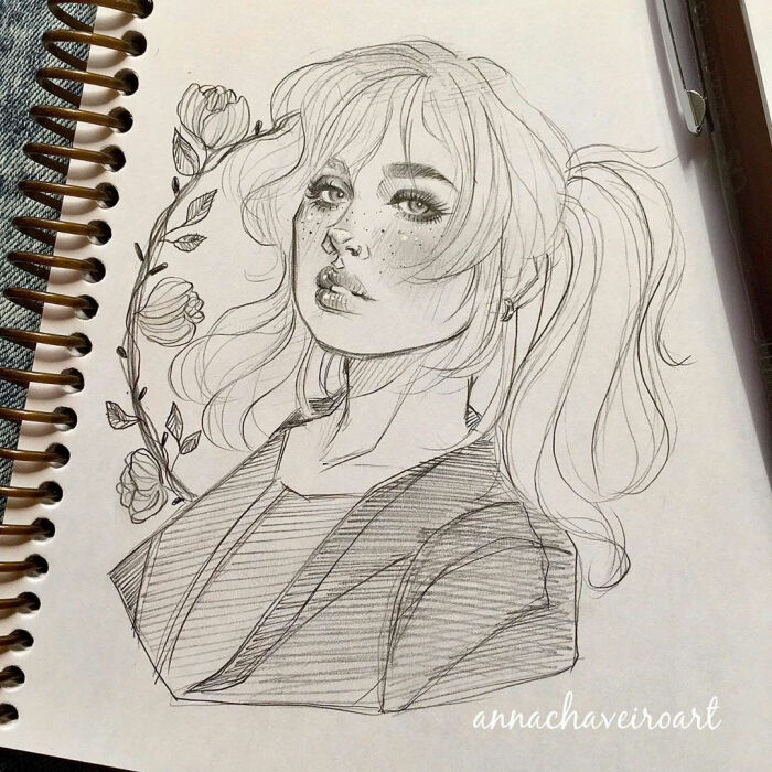 人物线稿黑白动漫素材手绘插画绘画