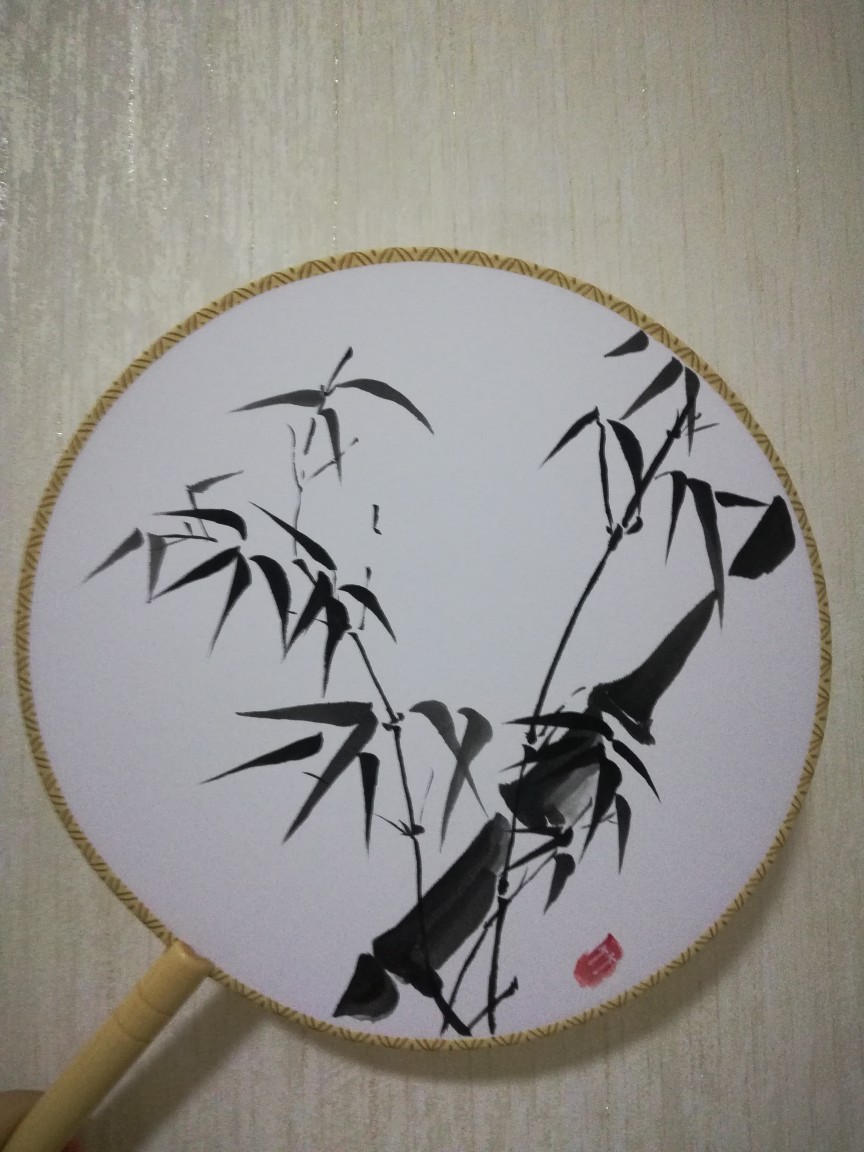 团扇 手绘 临摹竹子 国画