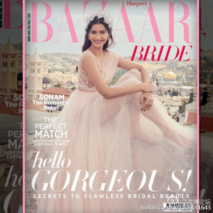 索娜姆·卡普尔#harpers bazaar bride magazine july 2016