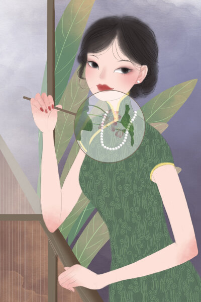 旗袍少女插画,图片来源于网络