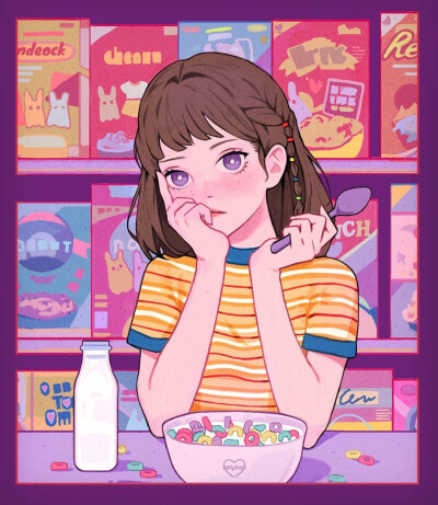少女心插画画师:ubokhee ins:ubokhee