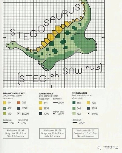 十字绣图纸可爱的小恐龙