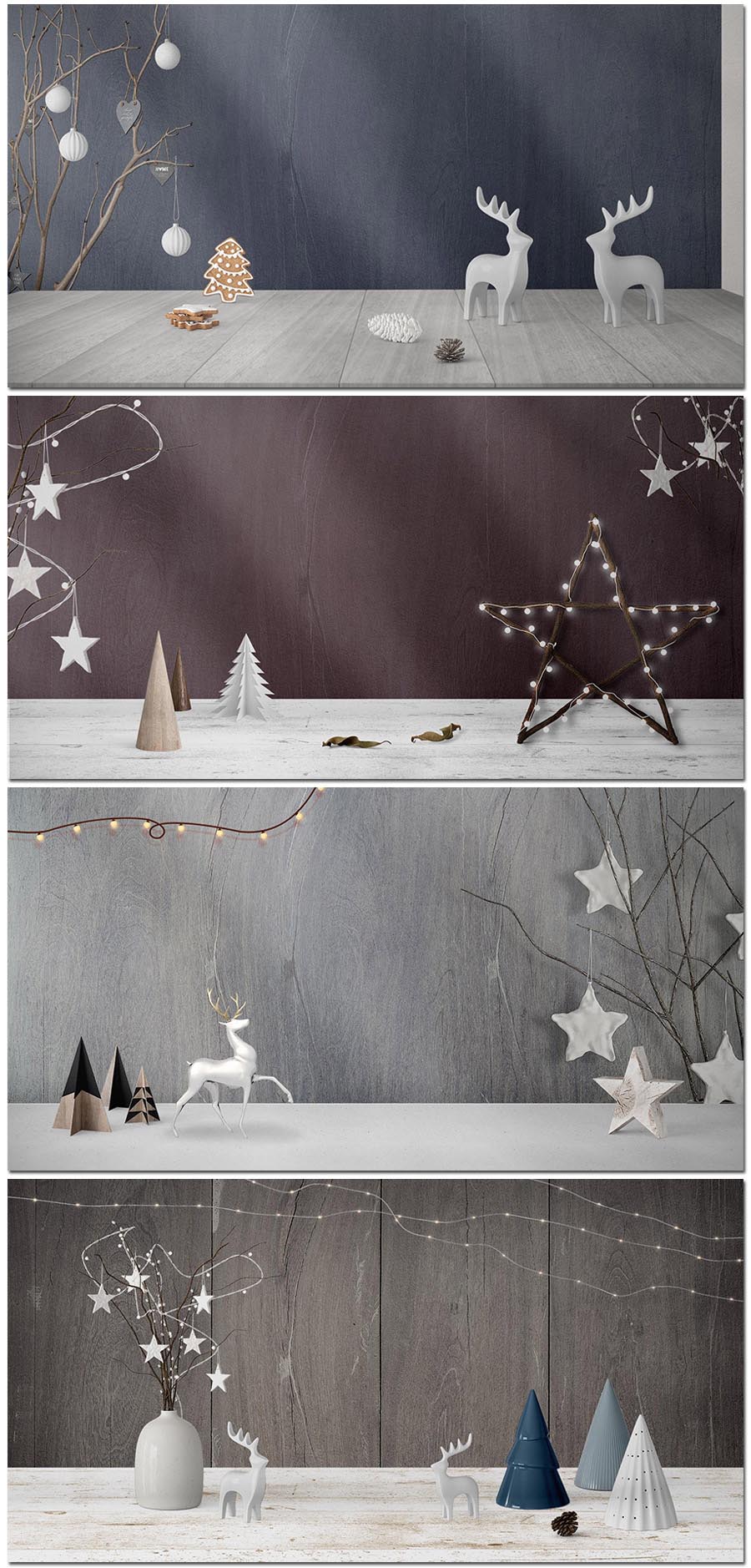 18张圣诞节主题简约北欧风桌面场景合成摆件布置psd背景模板设计素材