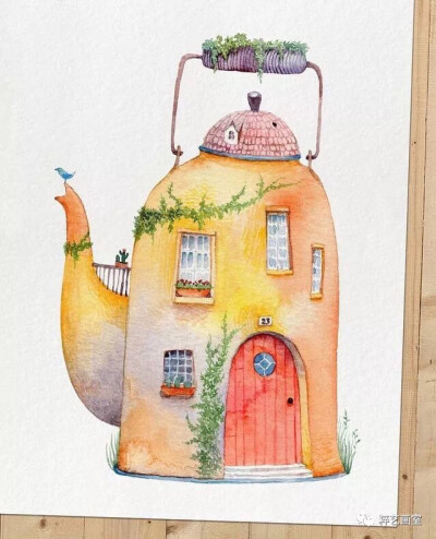 水彩小房子