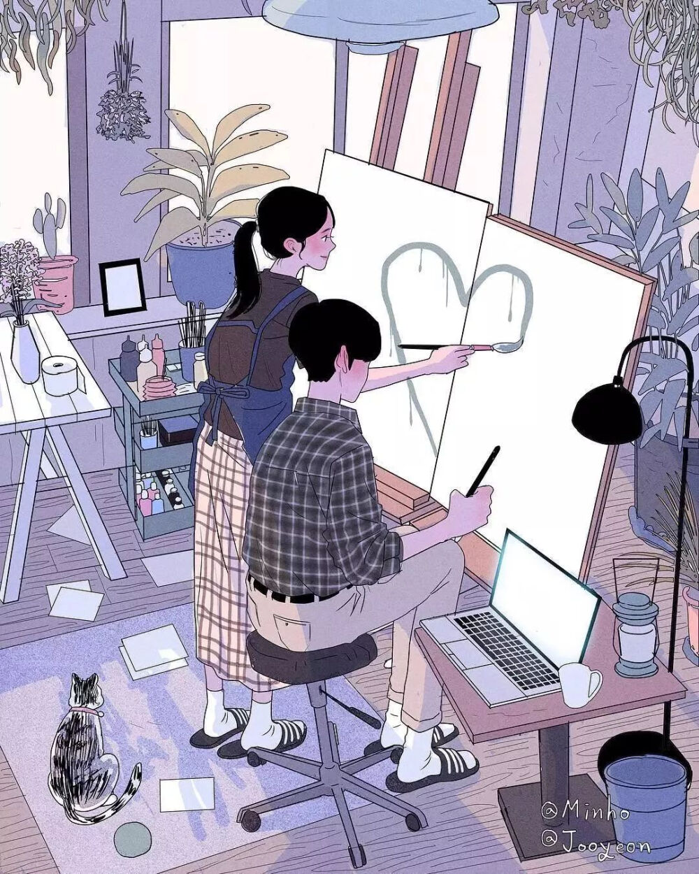 韩国插画师myeong minho 将二人世界绘于纸上,我想最暖的爱情莫过于此