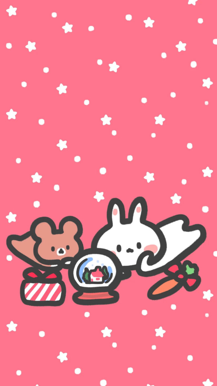 圣诞系列壁纸 可爱小熊和兔兔 少女心手机壁纸