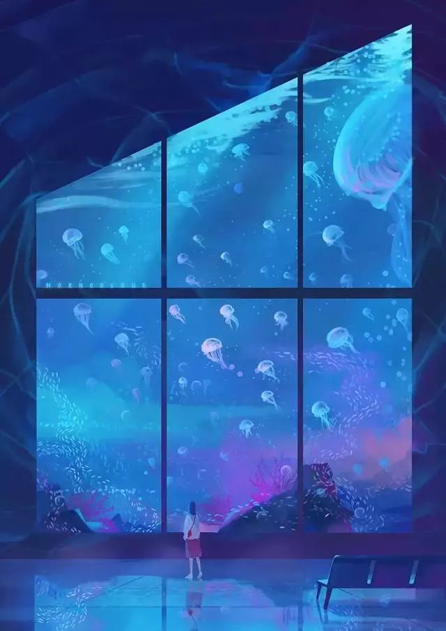 蓝色忧郁插画