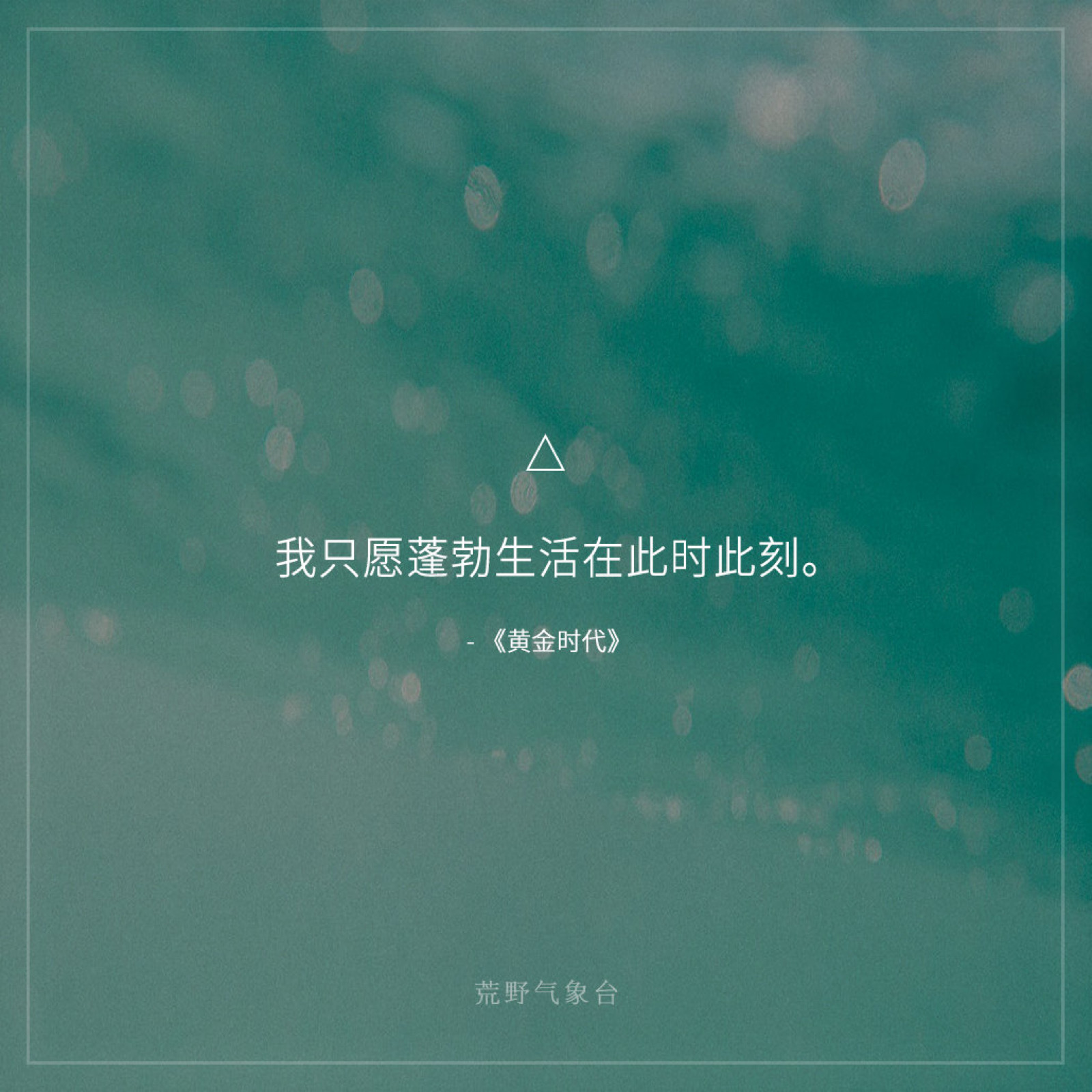 我只愿蓬勃生活在此时此刻