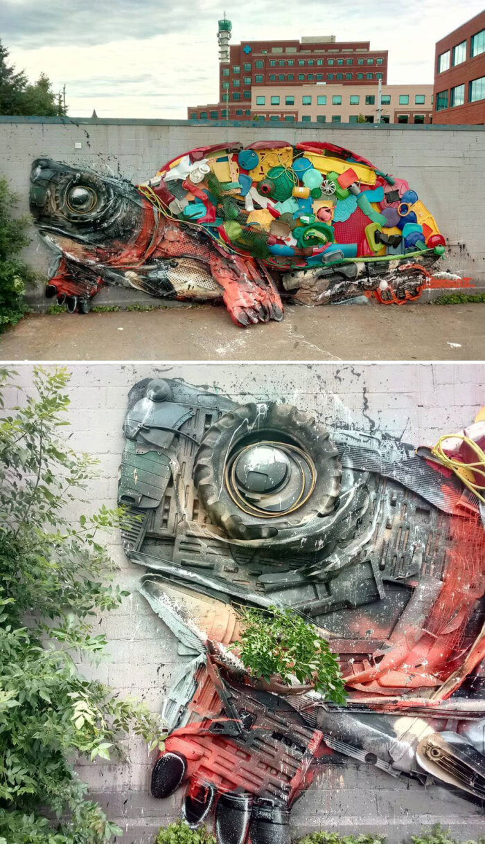 艺术家artur bordalo 将捡来的垃圾变成巨大的动物雕塑,希望可以提高