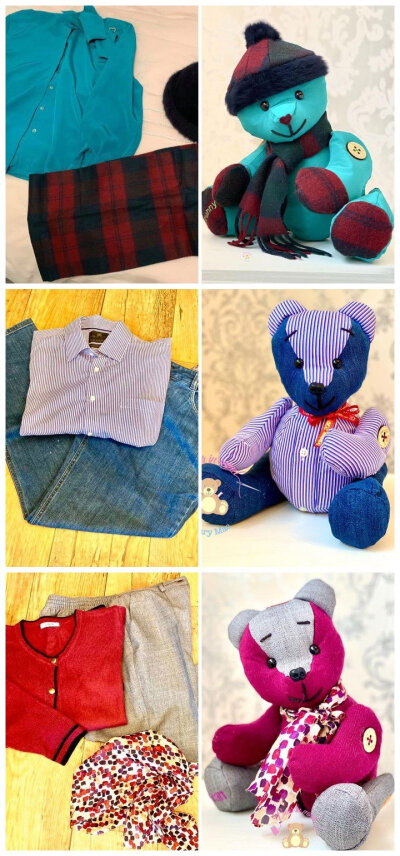macinnes用人们的旧衣服制做可爱的玩偶小熊,帮助人们保存珍贵的记忆