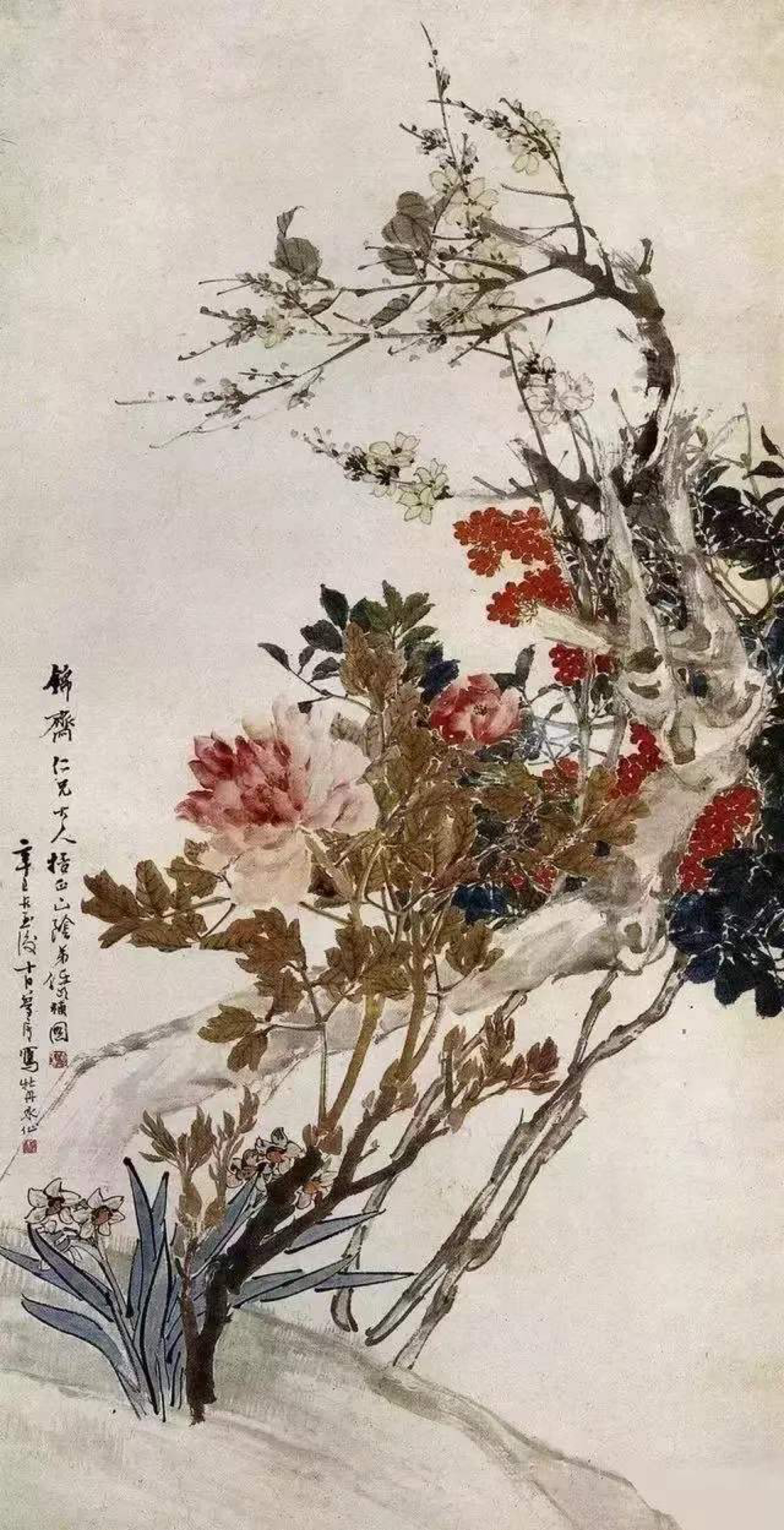 绘画题材广泛,人物,肖像,山水,花卉,禽鸟无不擅长.