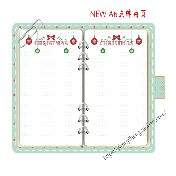 手帐本日记本内页活页笔记本手帐彩色本子圣诞图案点阵替芯内芯纸