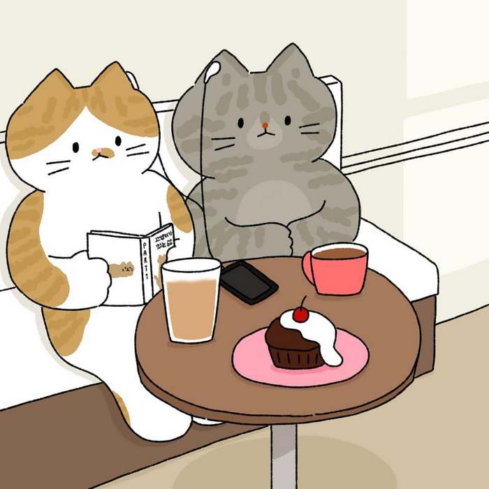 coffee time 萌萌的猫咪日常插画 by_catdabang