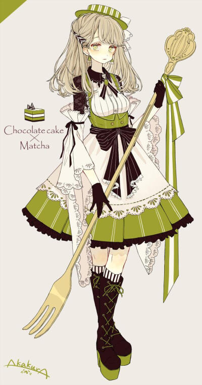 artist:赤仓 matcha chocolate cake(抹茶巧克力蛋糕)