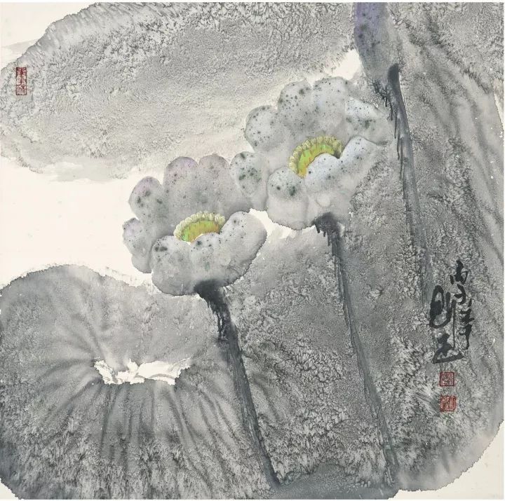 李魁正《花卉,纸本,68×68cm