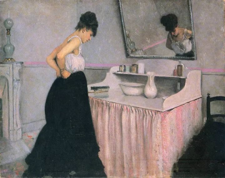 古斯塔夫·卡耶博特《梳妆台前的女子,1873年