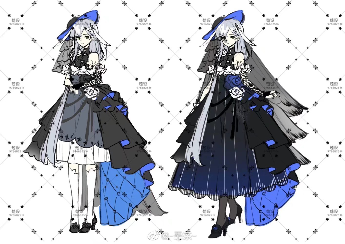 来自微博画师见水印人设 立绘 lolita 可爱 软妹 萌 设计 衣服 服装