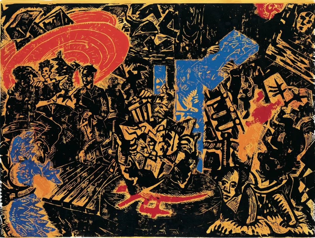 约尔格·伊门多夫《咖啡馆,好(3/10,纸本丙烯版画,180×230cm,1983