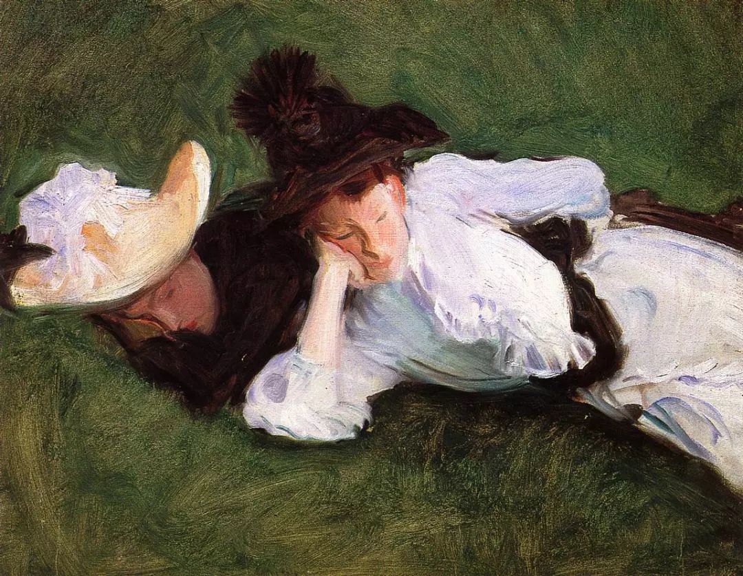 毕沙罗《躺在草地上休息的农女》,1882年