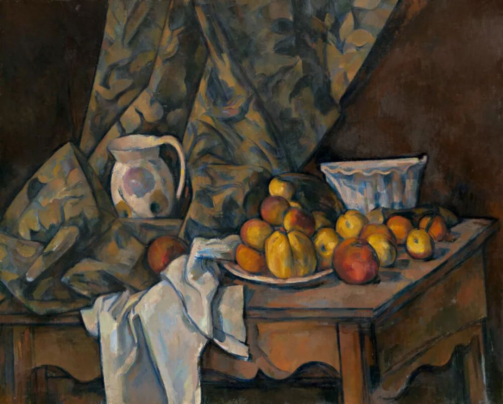 塞尚《静物苹果和桃子》(still life with apples and peaches),油画