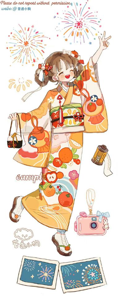 色彩 少女 和服画师见水印侵删
