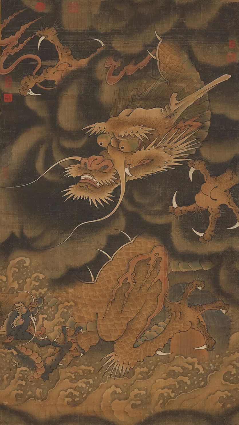 《霖雨图,绢本设色,150.1×84.8cm,宋代,台北故宫博物院藏