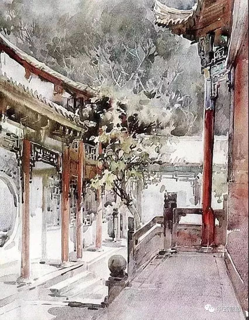 华宜玉建筑水彩画作品欣赏