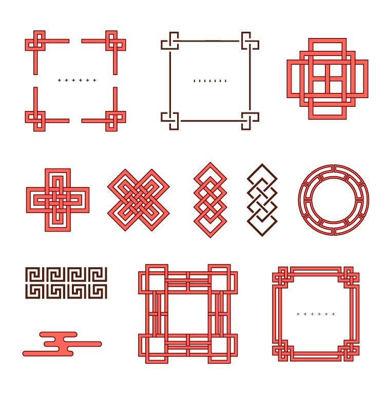 下载点头像创意传统新中式古典装饰底纹图案边角框回字图腾元素设计