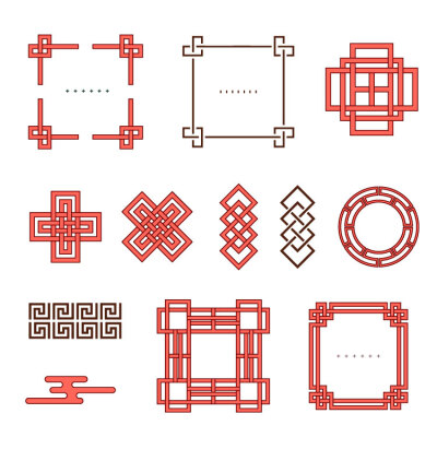 点头像】创意传统新中式古典装饰底纹图案边角框回字图腾元素设计素材