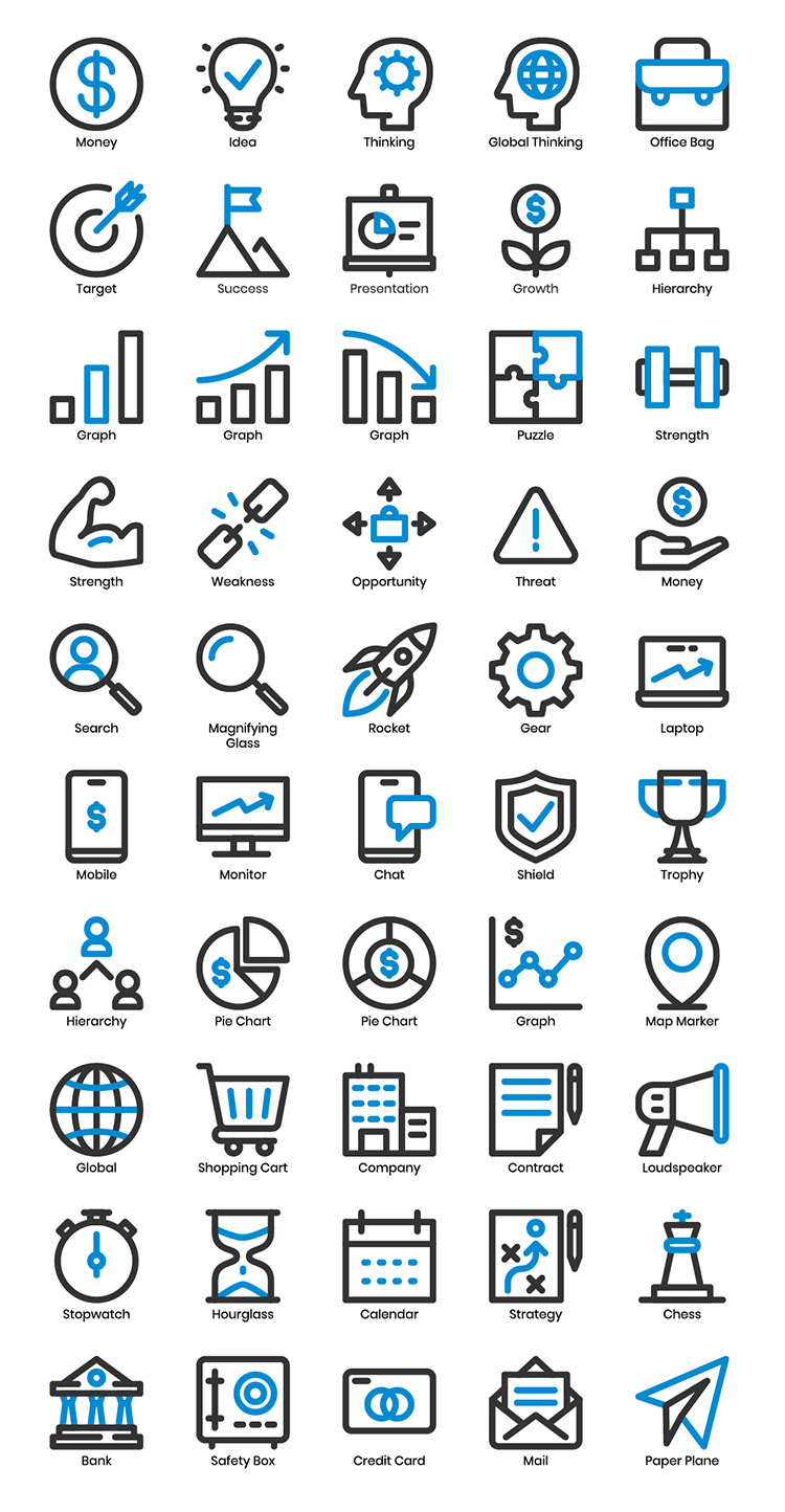 办公业务工程项目线性符号插图插画icon图标图案模板设计素材