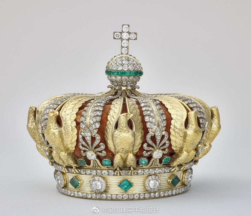 这枚制作于1855年的金质王冠,为法国皇后 eugénie de montijo 设计