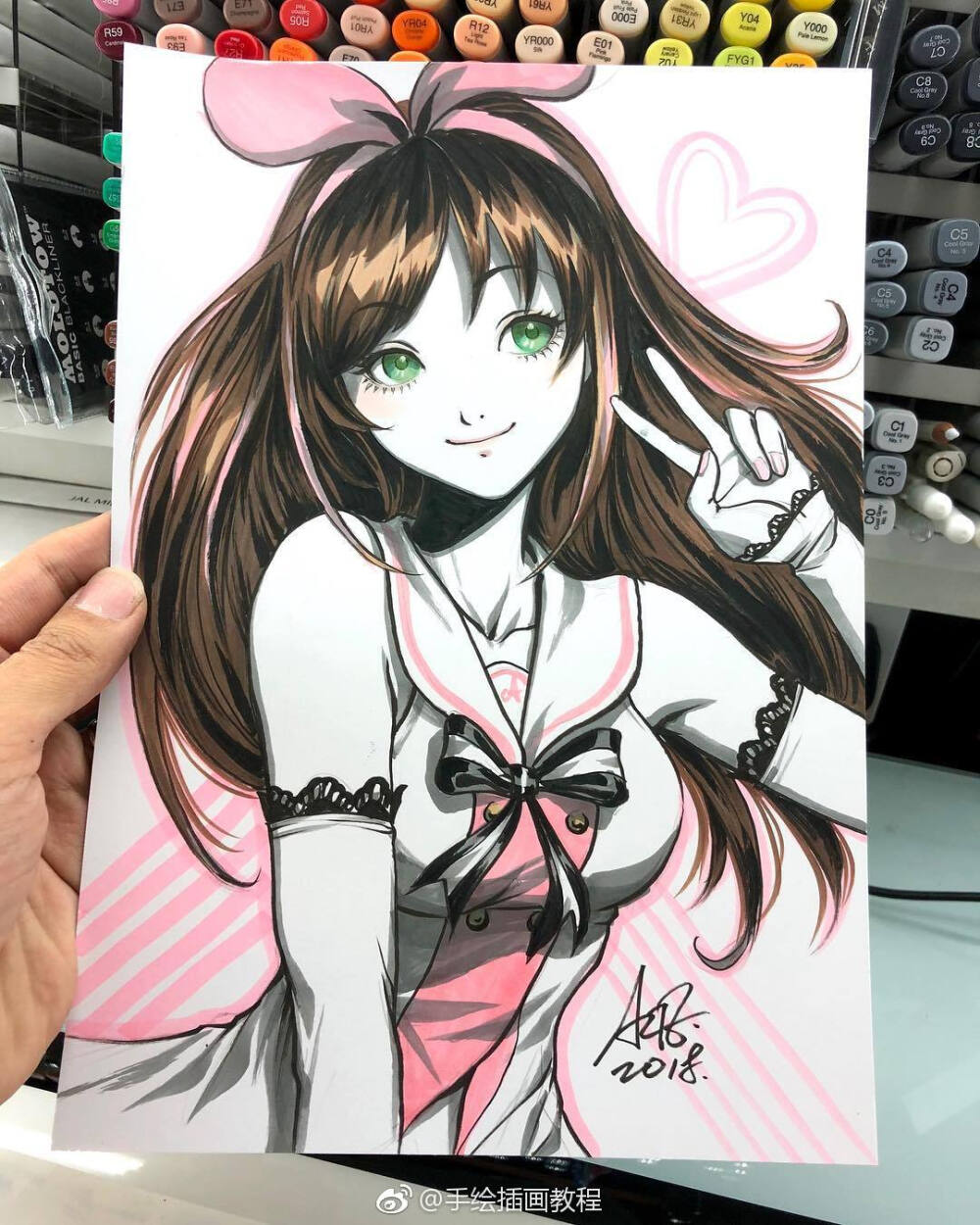 马克笔手绘动漫美女~ 作者:新加坡华裔漫画大神artgerm