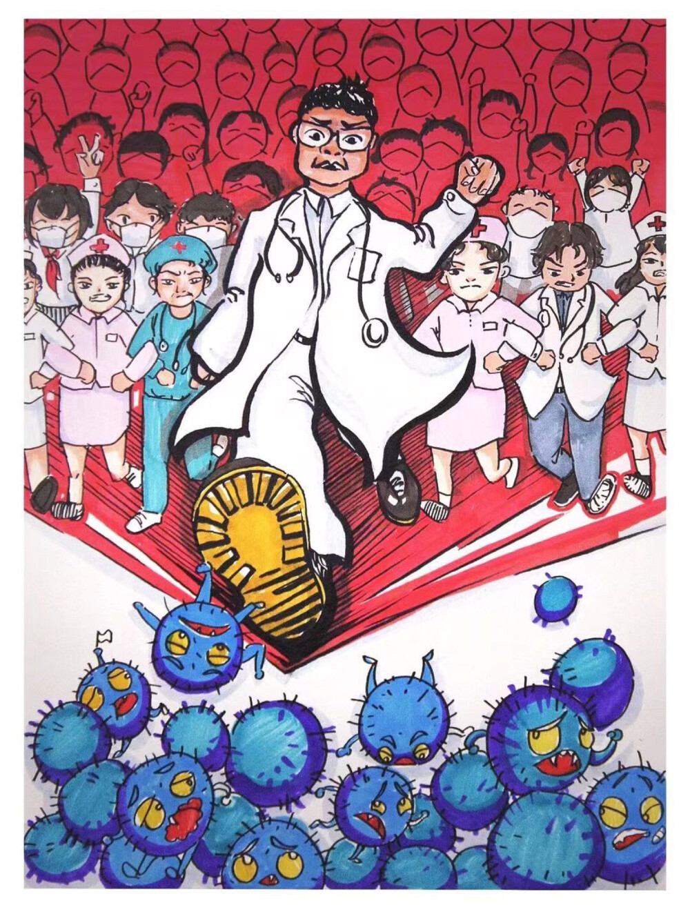 冠状病毒抗疫情创意画