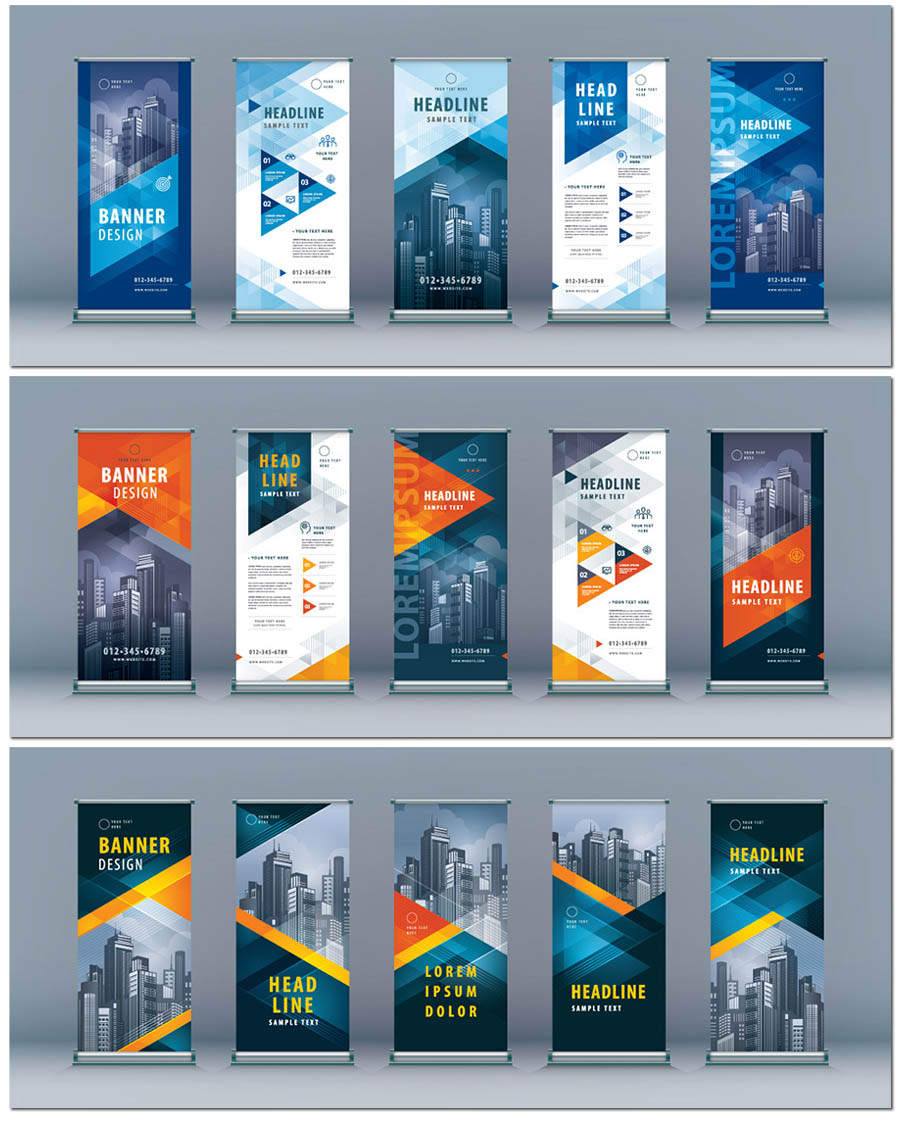 企业公司商务商业风流体几何孟菲斯易拉宝海报展架设计模板素材