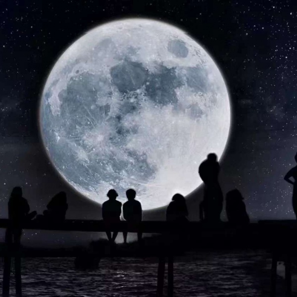 我想和你一起看月亮 不是看月亮 是和你. [治愈背景图]