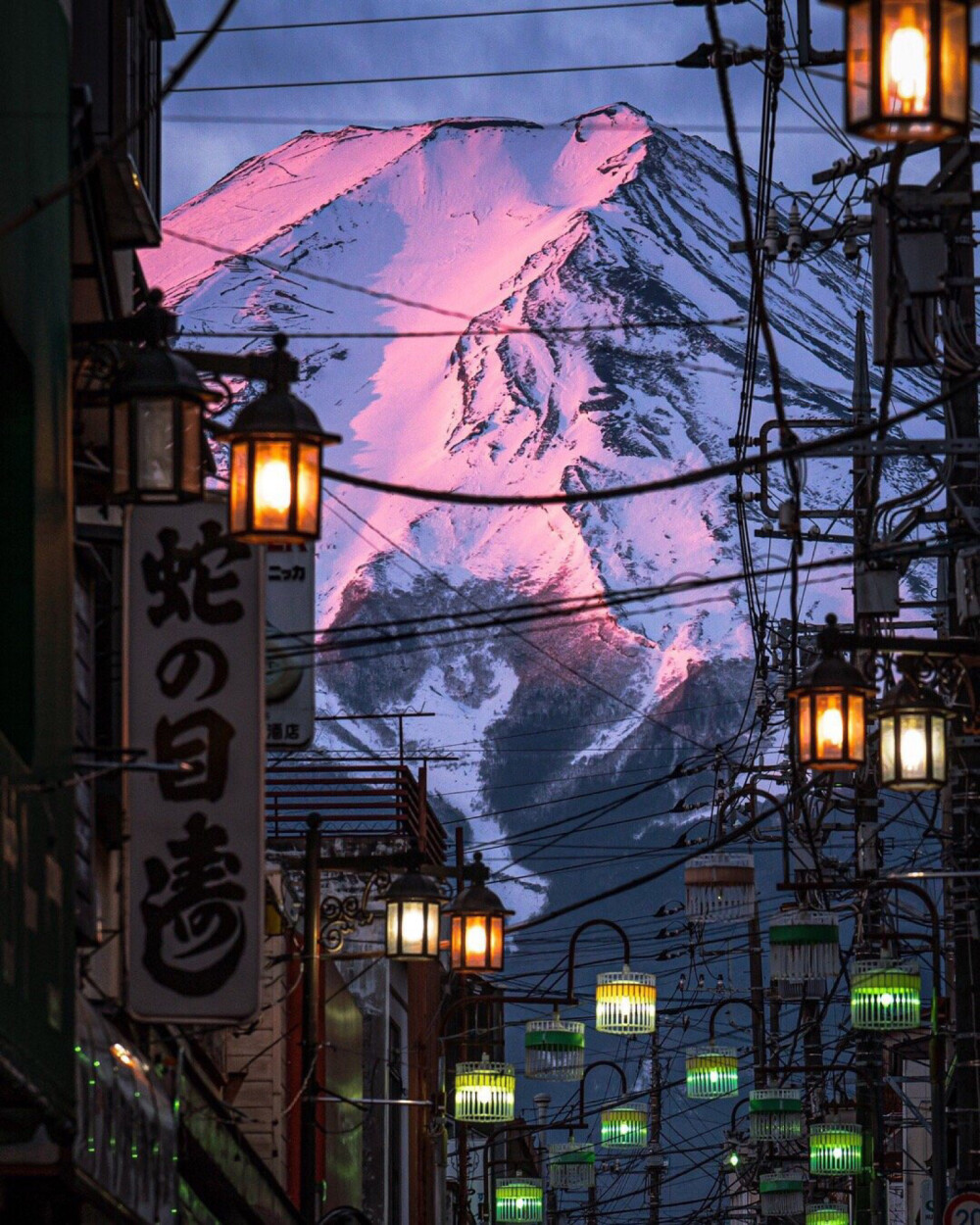 霓虹灯,富士山