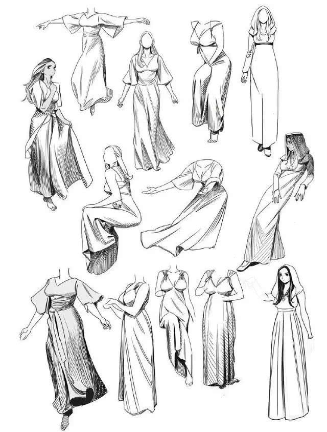 中世纪衣服画法